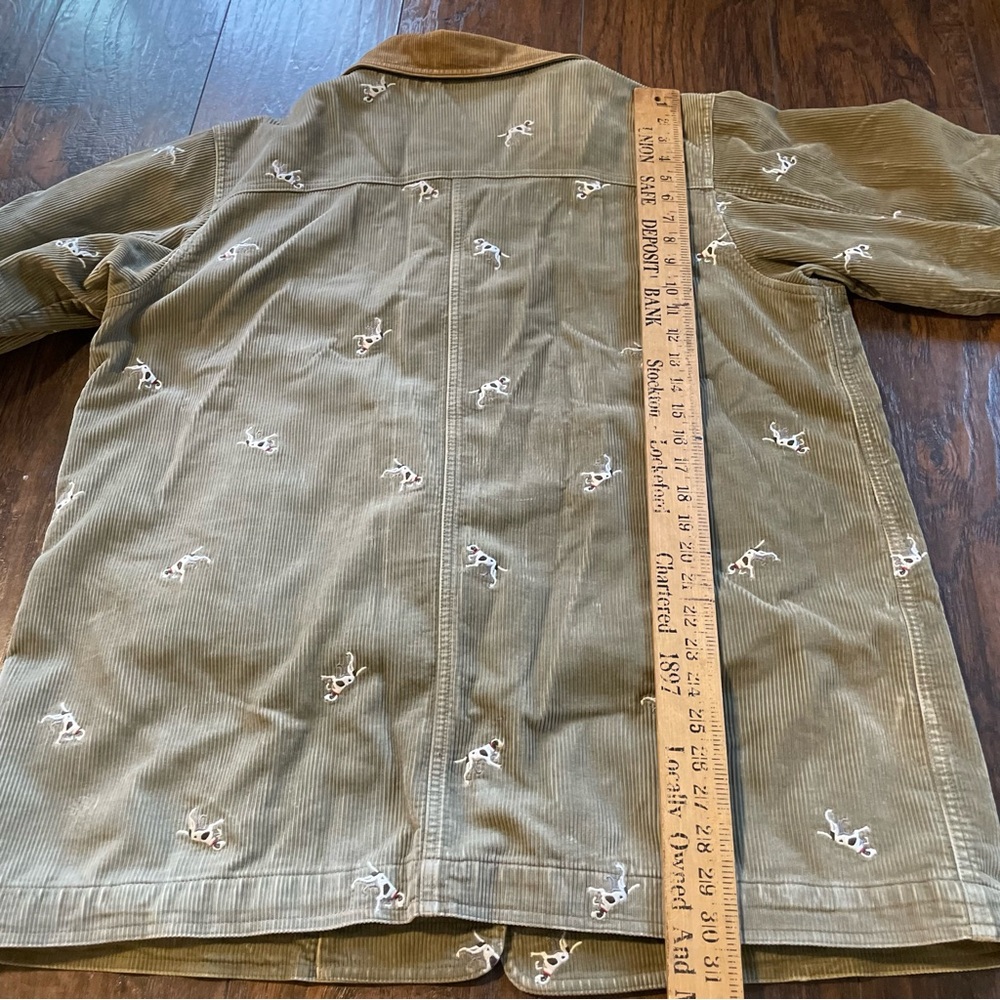 L.L. Bean Olive Utility Corduroy Jacket with Tan Collar - Picture 8 of 8
